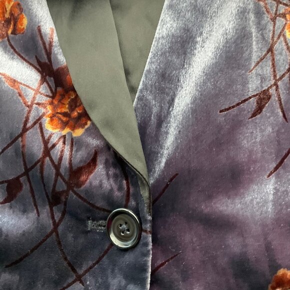 Anthropologie Small Cartonnier Velvet Floral Print Blazer Tuxedo Jacket - Picture 13 of 14